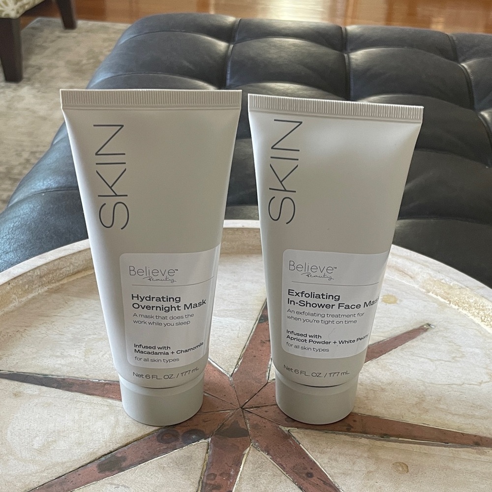 Believe Beauty Hydrating Overnight Mask and Exfoliating In-Shower Face Mask Set